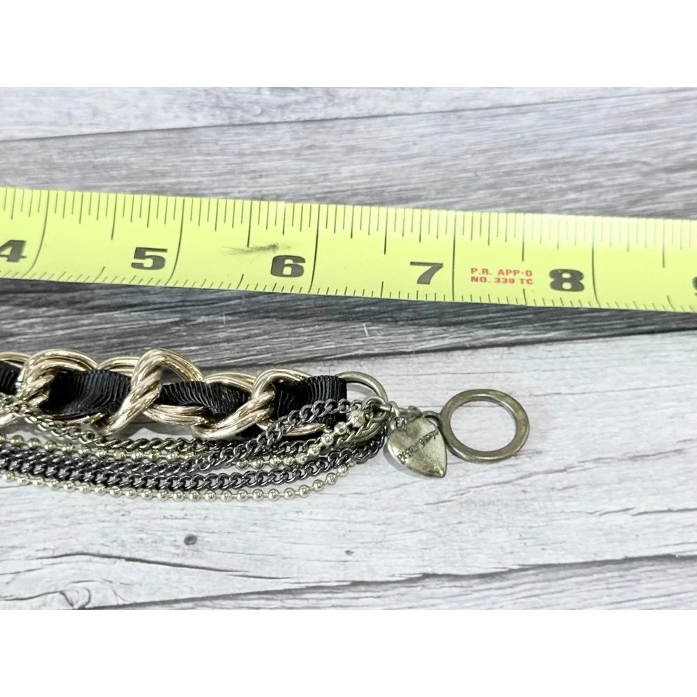 Betsey Johnson Wing Heart Leopard Multi-layer Chain Crystal Bracelet